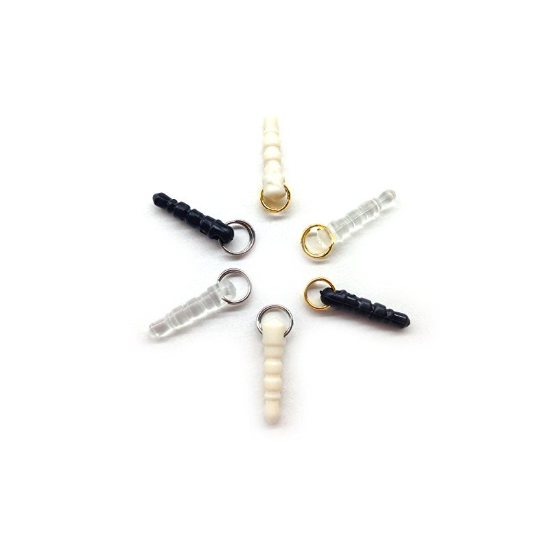 Set of 3 earphone jacks with dual rings, silver