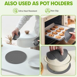 bihijua 4 PCS Premium Silicone Trivet Mats, Food Grade Silicone, BPA Free, Versatile Silicone Hot Pads for Kitchen, Best Option for Fondue Pot Mats, Can Openers and Spoon Rests