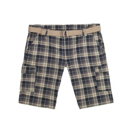 Lavecchia LV-65 Men's Plus Size Cargo Shorts with Belt, checked