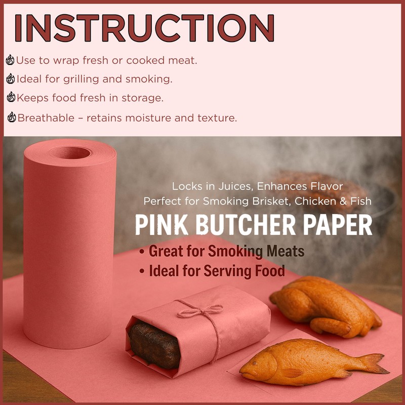 Pink Butcher Paper Roll for Smoking Meat - 30.5 cm