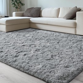 HQAYW Fluffy Rug for Bedroom Living Room,4x6 Shag Area Rugs for Bedroom, Soft Fluffy Shaggy Bedside Rug,Indoor Floor Carpet for Kids Girls and Boys, Dorms, Nursery, Home Decor Aesthetic,Grey