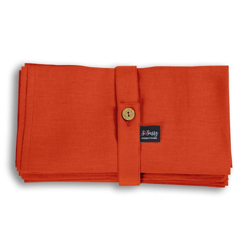 S4Sassy Orange Solid Home Decor 12 Pcs Cotton Napkin Solid
