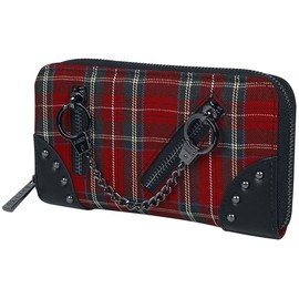 Banned Entangled Handcuff Wallet Tartan Black Studded Faux Leather Gothic Punk Emo