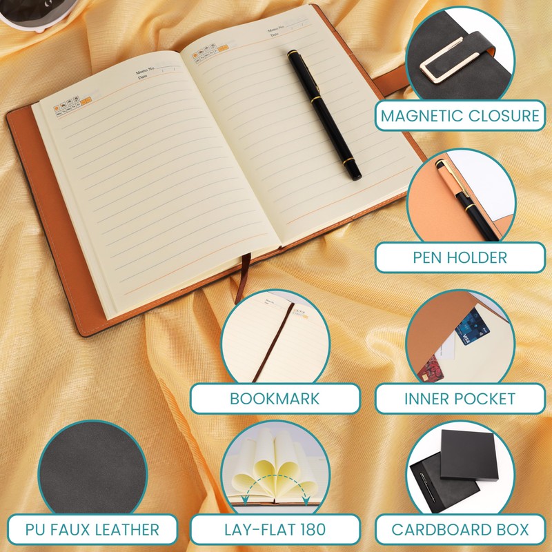 Kurtzy PU Leather Notebook with Pen - Refillable A5 Writing