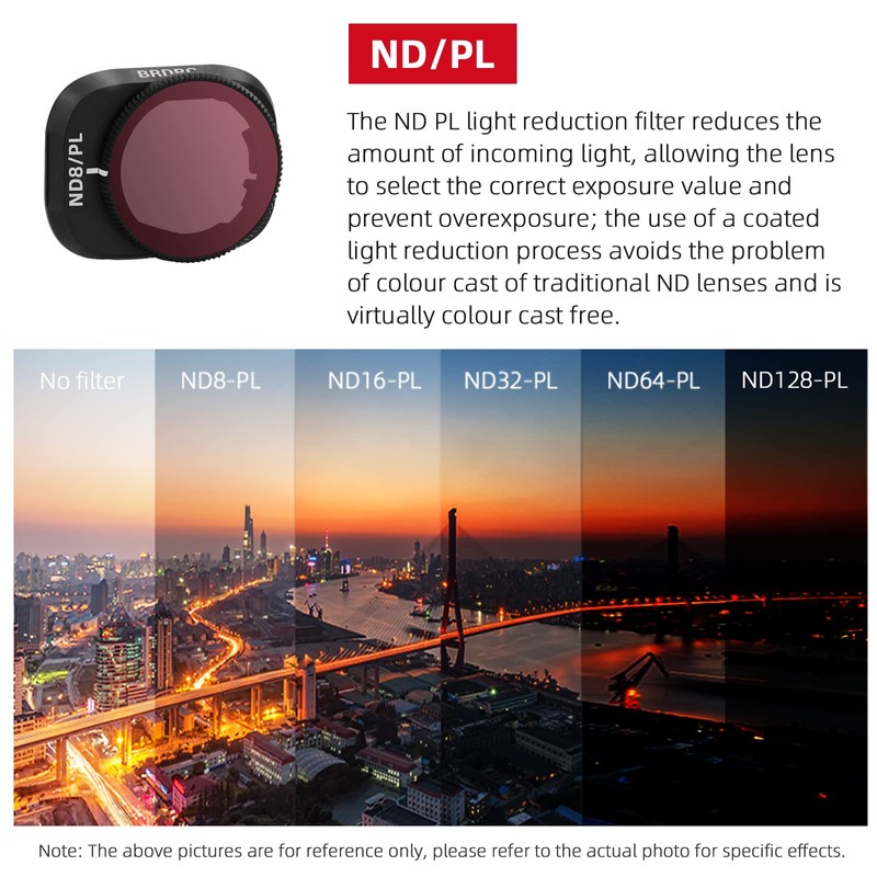 BRDRC Mini 3 Pro Filter Kit, 6 Pieces CPL, ND8/PL,