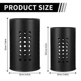Ixydor 2 Pieces Kitchen Utensil Holder for Countertop, Black Stainless Steel Cutlery Holder, Kitchen Utensil Holder, Kitchen Utensil Storage
