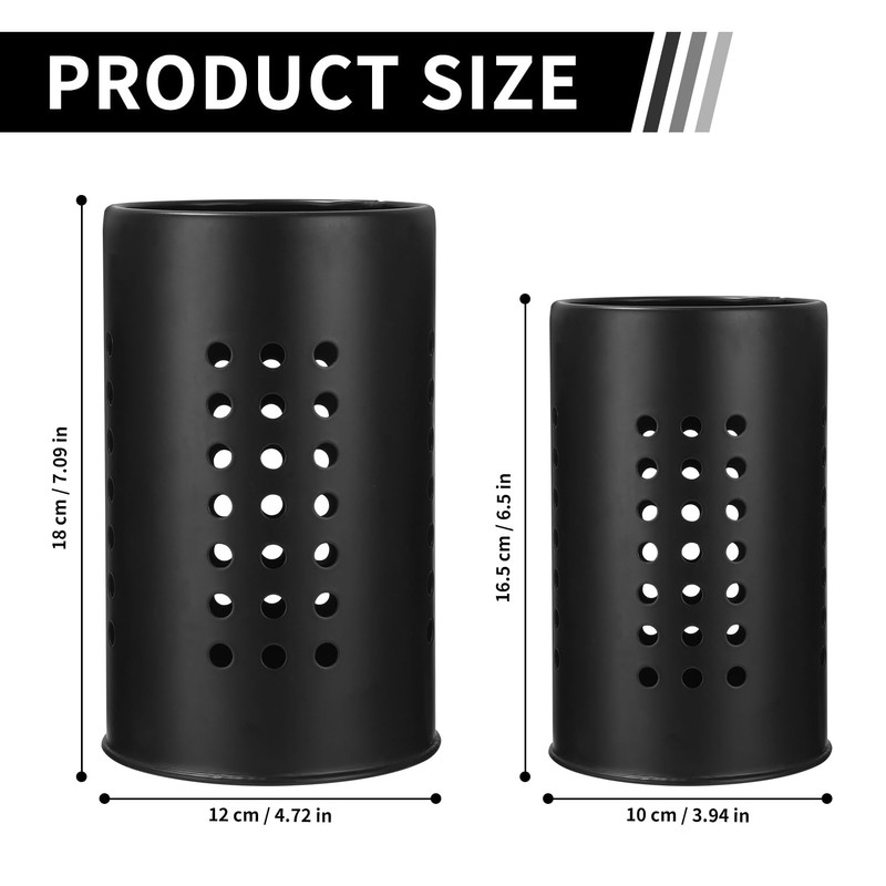 Ixydor 2 Pieces Kitchen Utensil Holder for Countertop, Black Stainless