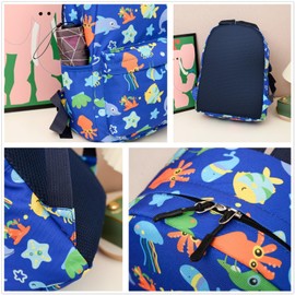 TOPWAYS Cute Backpack School Bag, Multifunctional storage Waterproof Nylon Large Rucksack Elementary Schoolbag Book Casual Daypack for Girls Boys 3-8 years old (Blue Sea Animals)