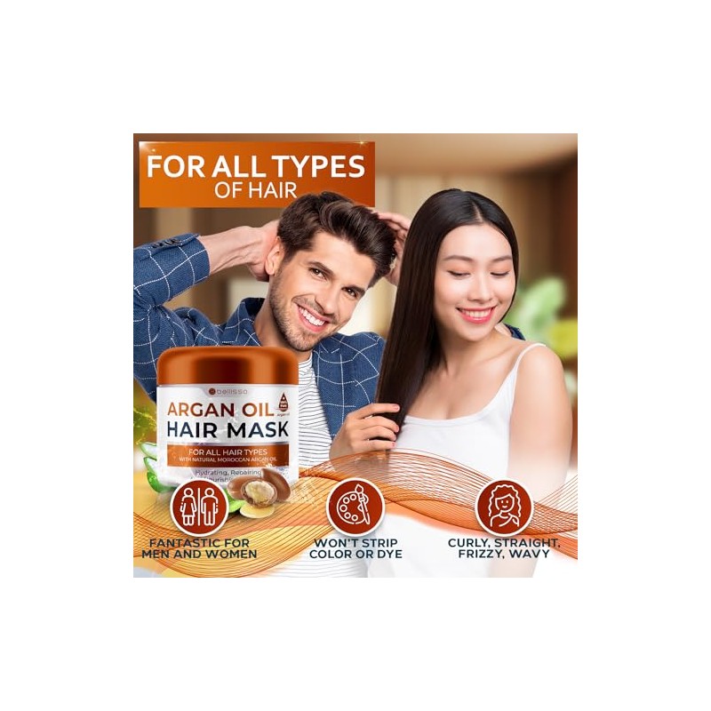 BELLISSO Mascarilla Marroquí de Aceite de Argán - Hidratante Acondicionamiento