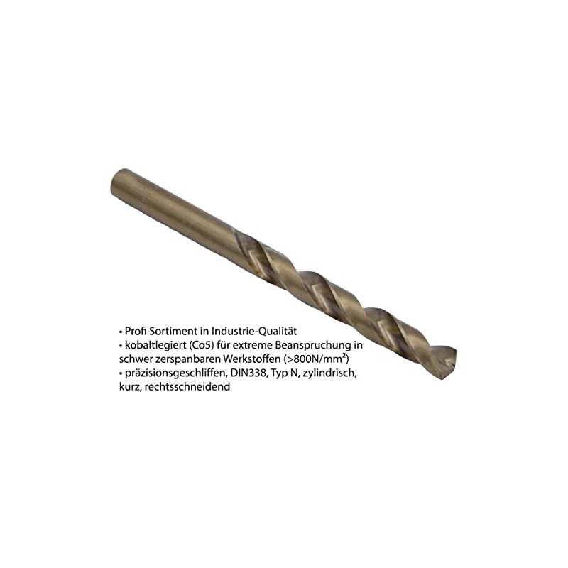 PeTools 19-Piece Stainless Steel Drill Bit HSS-E (1-10 mm) Cobalt