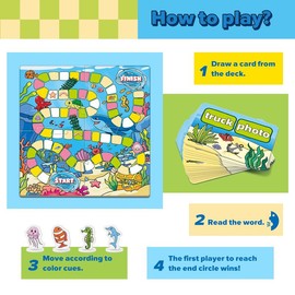 Word Ocean Phonics Board Game,Educational Learning Word Board Games ，Reading and Spelling Word Games ,Classroom Travel Indoor Outdoor Family Games