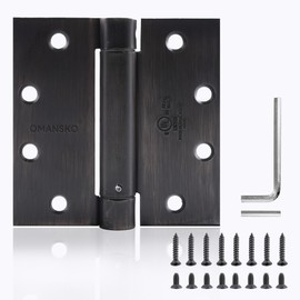 Self Closing Door Hinge 4-1/2 inch Oil Rubbed Bronze Auto Close Hinge Adjustable 4 ½"x 4 ½" Inch Spring Hinges Door Closer Hinge Square Corner Commercial Auto Self-Closing 2 Pieces