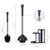 Toilet Plunger Bowl Brush Set: Hideaway Heavy Duty Toilet Plunger