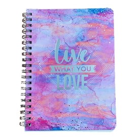 Carolina Pad College Ruled Foil Cover Spiral Notebook ~ Silver Lining (Live What You Love; 5 Inches x 7 Inches; 80 Sheets, 160 Pages)