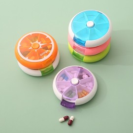 Portable Mini 7-Compartment Pill Box for Vitamins a13 Tablet Pink Fruit + 9x9x2.5cm 40ea