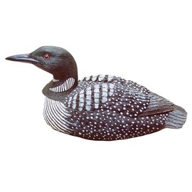 Slifka X003 Spotted Loon Duck Water Foul Animal 6 x 3.5 inch Black and White Resin Stone Collectible Tabletop Figurine Sculpture, Everyday Décor