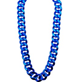 LCPQMZGH Plastic Hip Hop Chain Necklace, 80s 90s Costume Accessory, Men's Chunky Necklace, Big Chunky Gold Chain, 40", Blue