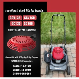 Moroxi GCV160 Pull Start Recoil Starter Compatible with Honda GCV160 GCV135 HRU19 EN2000 GC160 GC135 Lawn Mower Pressure Washer Engine Parts Pull Cord Assembly (Red)