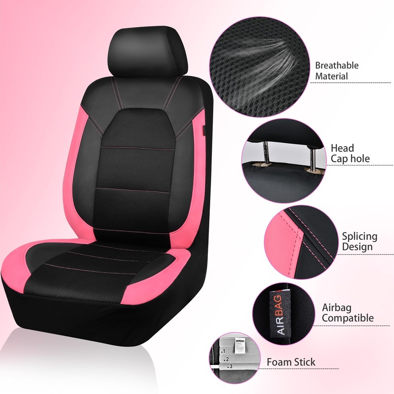 CAR PASS Leather Seat Covers, Breathable Universal Car Seat Cover