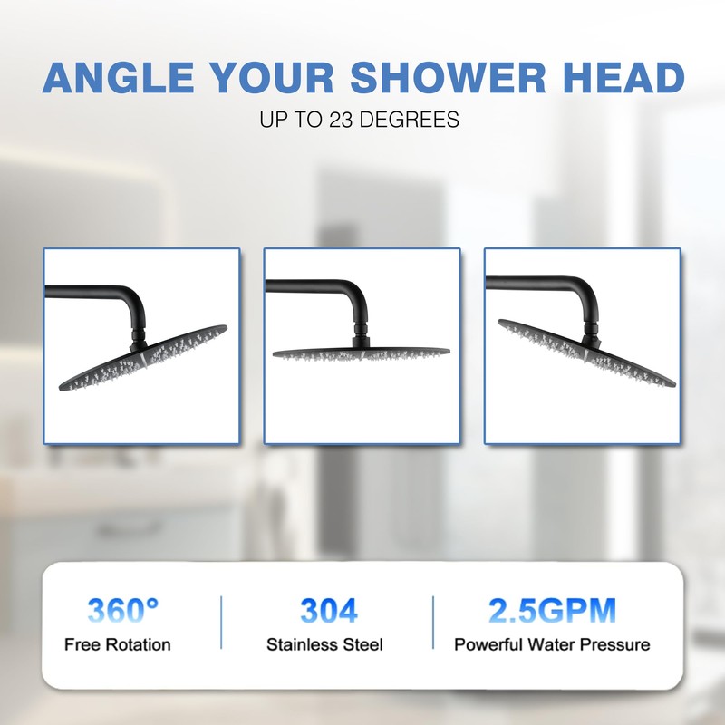 MEDIOMI Solid Metal Large Rain Shower Head, Round High Flow