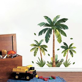 Tropical Leaf Palm Tree Wall Decals Plant Wall Stickers Living Room Bedroom Office Wall Decor