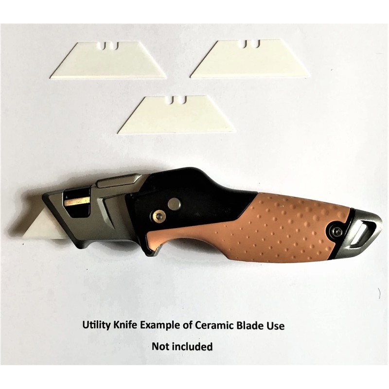 Ceramic Utility Blades 3 Pack Box Cutter, Cardboard, Last 10