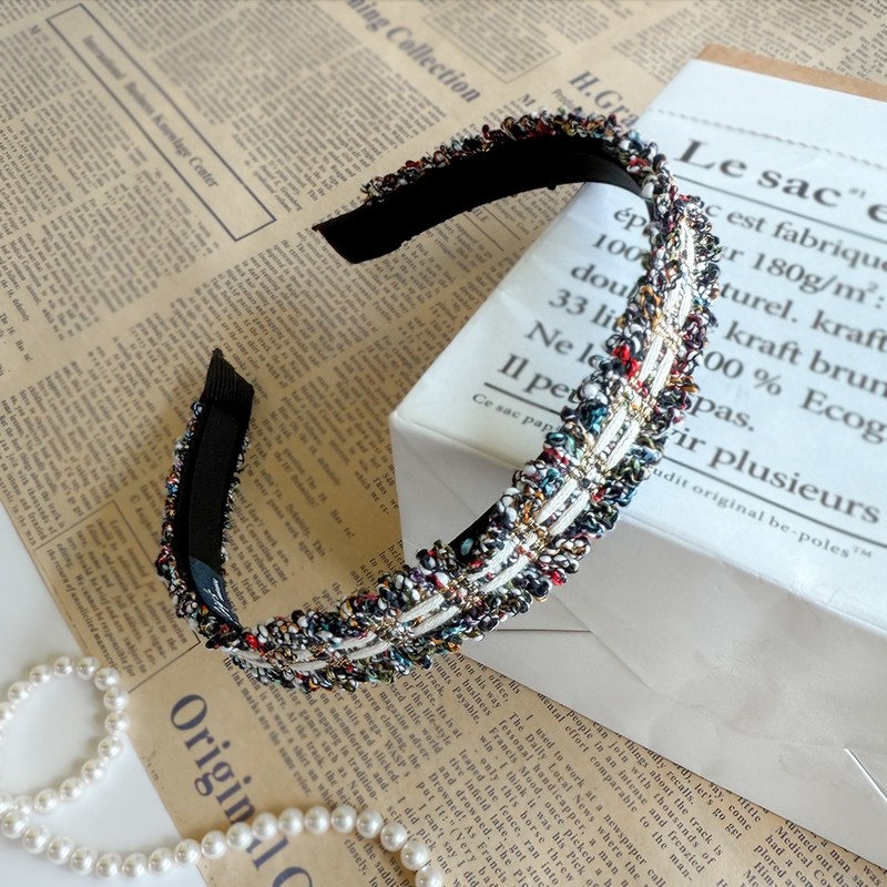 Burnaby tweed woven yarn wide hairband / 버나비 트위드 엮은