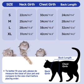 Yternal Stress-Free Cat Recovery Suit for Female Cats - Vet-Backed E-Collar Alternative, Anti-Lick & Rear Access Design,RoyalBlue XL