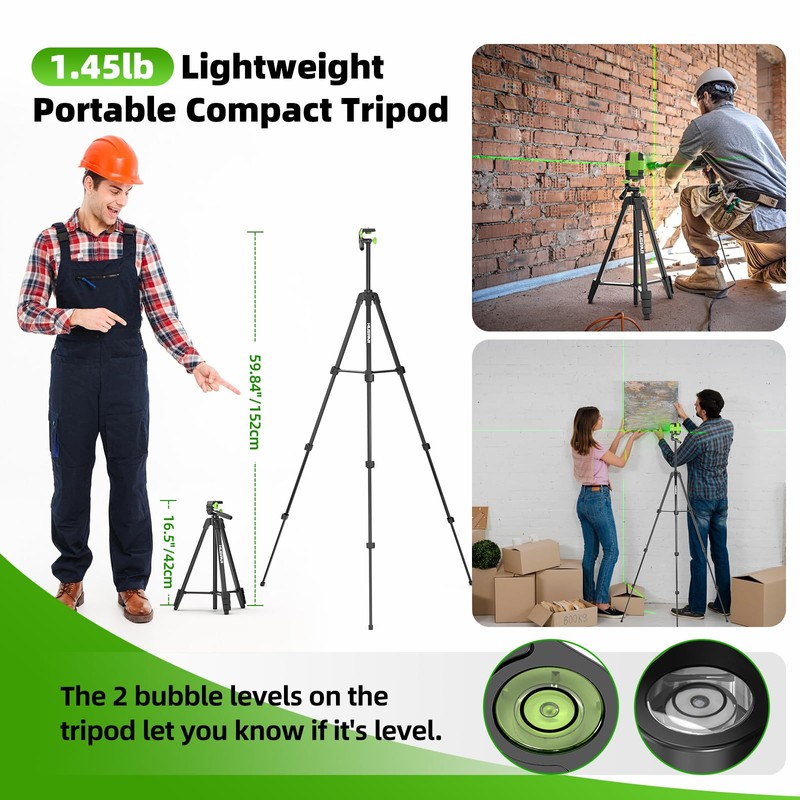 Laser Level with 60in Tripod, HUEPAR 98Ft Self Leveling Laser