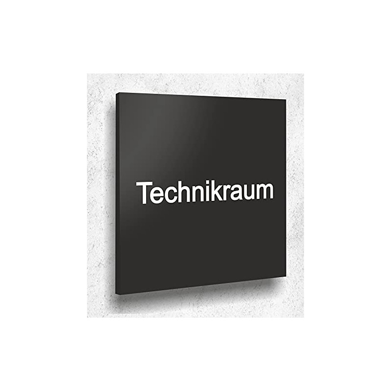 Door Sign Technikraum Sign Black Matt UV Print 12 x