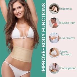 20Pcs Castor Oil Pack Wrap, Organic Cotton Castor Oil Patches for Liver, Stomach, Belly Button, 11.8"x6.3", Disposable Self-Adhesive, Leak-Free, 5X Absorbent Cotton Pad, Portable