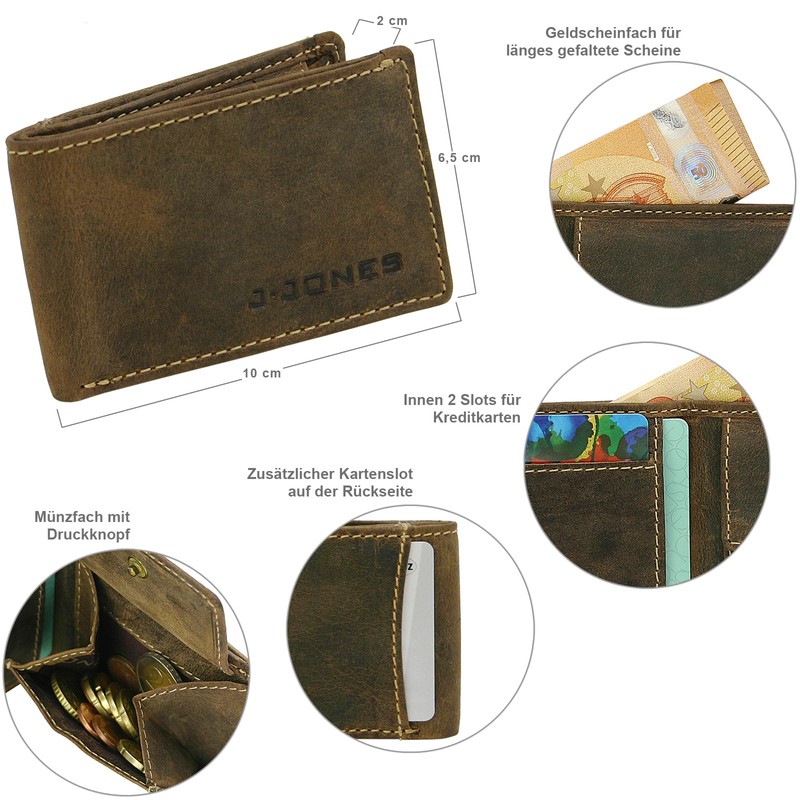 J.Jones - Men's Mini Wallet - Slim Wallet - Genuine