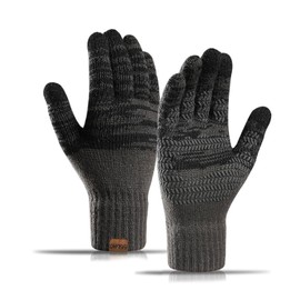 TATAFUN Winter Touch Screen Thermal Gloves, Men Anti-Slip Thermal Gloves, Soft Full-Finger Gloves, Winter Gloves, Suitable for Outdoor Cycling, Hiking, Climbing, Sports Bicycle (Grey)