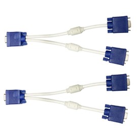 LABRIMP 2pcs Vga Video Cable Monitor Dual Adapter Vga Splitter Abs