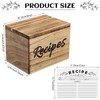 Hoteam Wooden Recipe Box with Cards and Rustic Wood Recipe