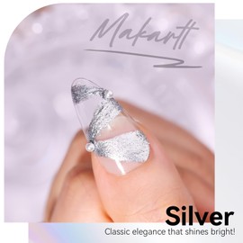 Makartt 3D Nail Gel: Sculpting Gel for Nail Art, No Wipe UV Nail Gel, Silver Fairy Aurora Powder Gel, 5g Texture Gel for Nails Design, Glitter Mermaid Gel 3D Nail Charms