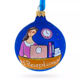 BESTPYSANKY Receptionist Office Secretary Blown Glass Ball Christmas Ornament 3.25 Inches