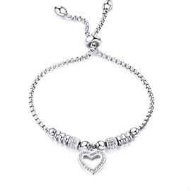 chengxun Love Heart Bead Anklet Bracelet for Women Girls Anxiety Freely Unzip Tools Adjustable Size Best Friend Jewellery Gift 925 Silver Plated (Silver)