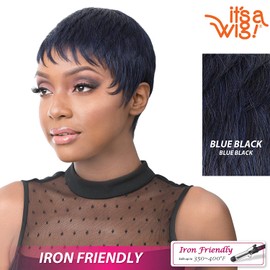 it's a Wig! - Full Wig Short Pixie Hair Cut Style with Heat Resistant Synthetic Wig - SIMONE (BLUE BLACK)