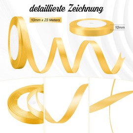 Gold Gift Ribbon 10 mm Wide 23 Metres Satin Ribbon Gold Ribbon Father's Day Gifts Gold Decorative Ribbon Car Gift Ribbon Wedding Golden Ribbon Bridal Bouquet Golden Ribbon Bow Ribbon Yellow