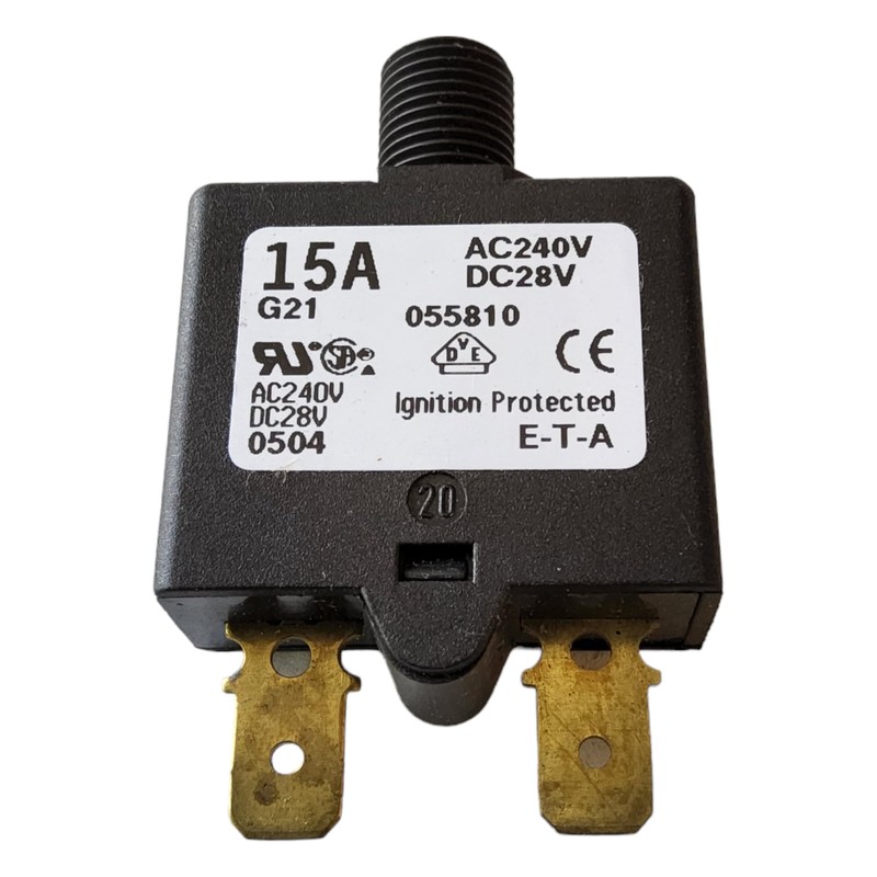1658-G21-01-P10-15A, Circuit Breaker; Therm; Push; Cur-Rtg 15A; Flange; 1 Pole;