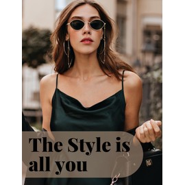 Veda Tinda Vision Black Oval Sunglasses with Chain Polarized 90s 70s Rave Sunglasses Womens Retro Festival Sunglasses UV400 C15S01