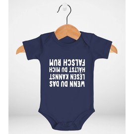 MoonWorks® Baby Bodysuit "Wenn du das lesen Kannst halten du Mich falschrum" Funny Sayings Organic Cotton Boys & Girls, False Rum Navy