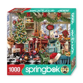 Springbok's Santa's Workshop 1000 Piece Jigsaw Puzzle by Artist Dona Gelsinger Features The Famous Christmas Workshop of Santa's Elves