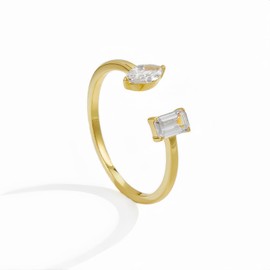 Reseldda Zircon Open Sterling Silver Rings, Fashion Wide Face Rings, Women's Fashion Statement Rings, Trendy Accessories, Women's Fashion Jewelry Gifts