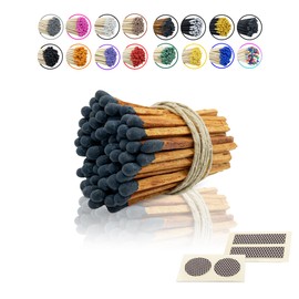2” Inch Long Wooden Refill Matchsticks with Strike Stickers - Safety Matches Wholesale Bulk Loose by Chandler Studio (Brown/Black, 100 Pieces)