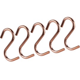 Gedotec S-Hooks Burnished for Kitchen Utensils - Cloths - Clothes | Universal Hooks for 16 mm Tube Diameter | Metal Hooks for Clothes Cupboard | Pack of 5 - Clothes Hooks for Hanging Rail