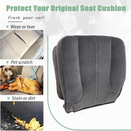Priprilod Cloth Driver Side Bottom Replacement Seat Cover Dark Gray （#M9DV or V9DV） Compatible with Dodge Ram 1500 2500 3500 2003 2004 2005