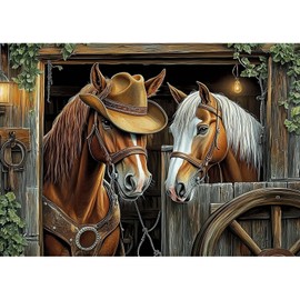 MXJSUA Horse 5D Diamond Painting Kits for Adults, Diamond Art Kits for Beginner, DIY Full Round Drill Diamond Dots Gem Art Kits for Home Wall Decor 30x40cm