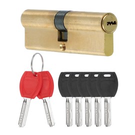 PATIKIL European Double Lock Cylinder, 100mm(45/10/45) Door Cylinder Lock with 7 Keys Solid Brass Lock Cylinder for Anti-Theft Wooden Aluminum Door